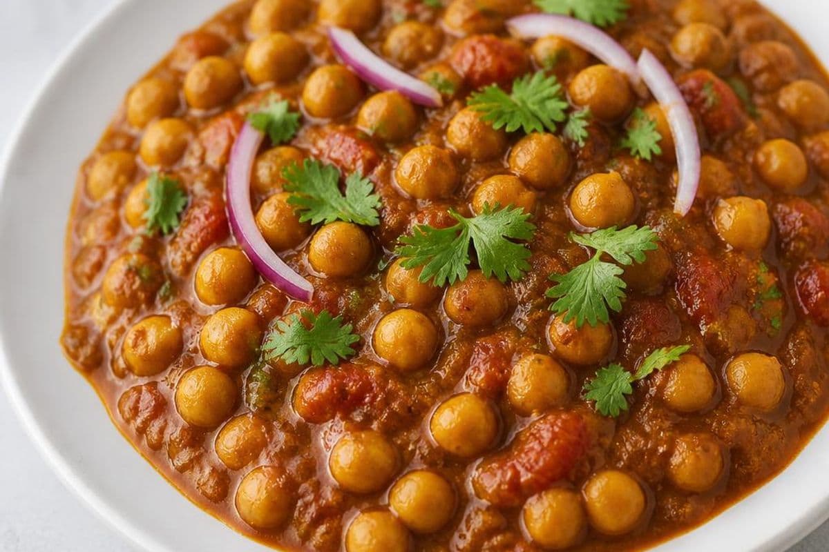 Classic Chana Masala (Indian Chickpea Curry), freshly prepared