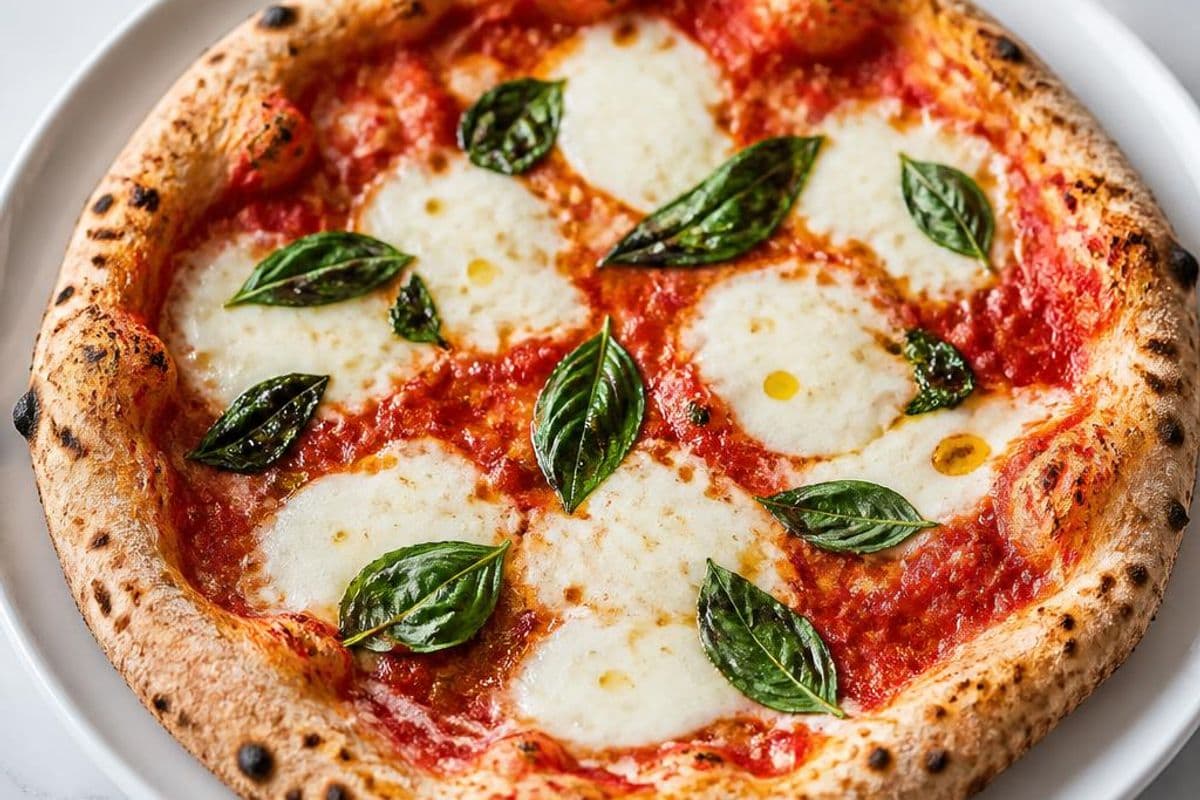 Classic Margherita Pizza (Neapolitan-style), freshly prepared