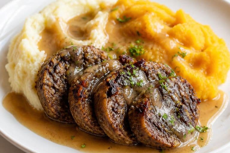 Haggis, neeps and tatties with whisky sauce