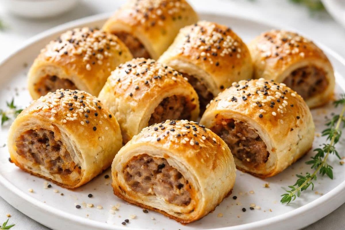 Sausage rolls with caramelised onion & mustard – featured image