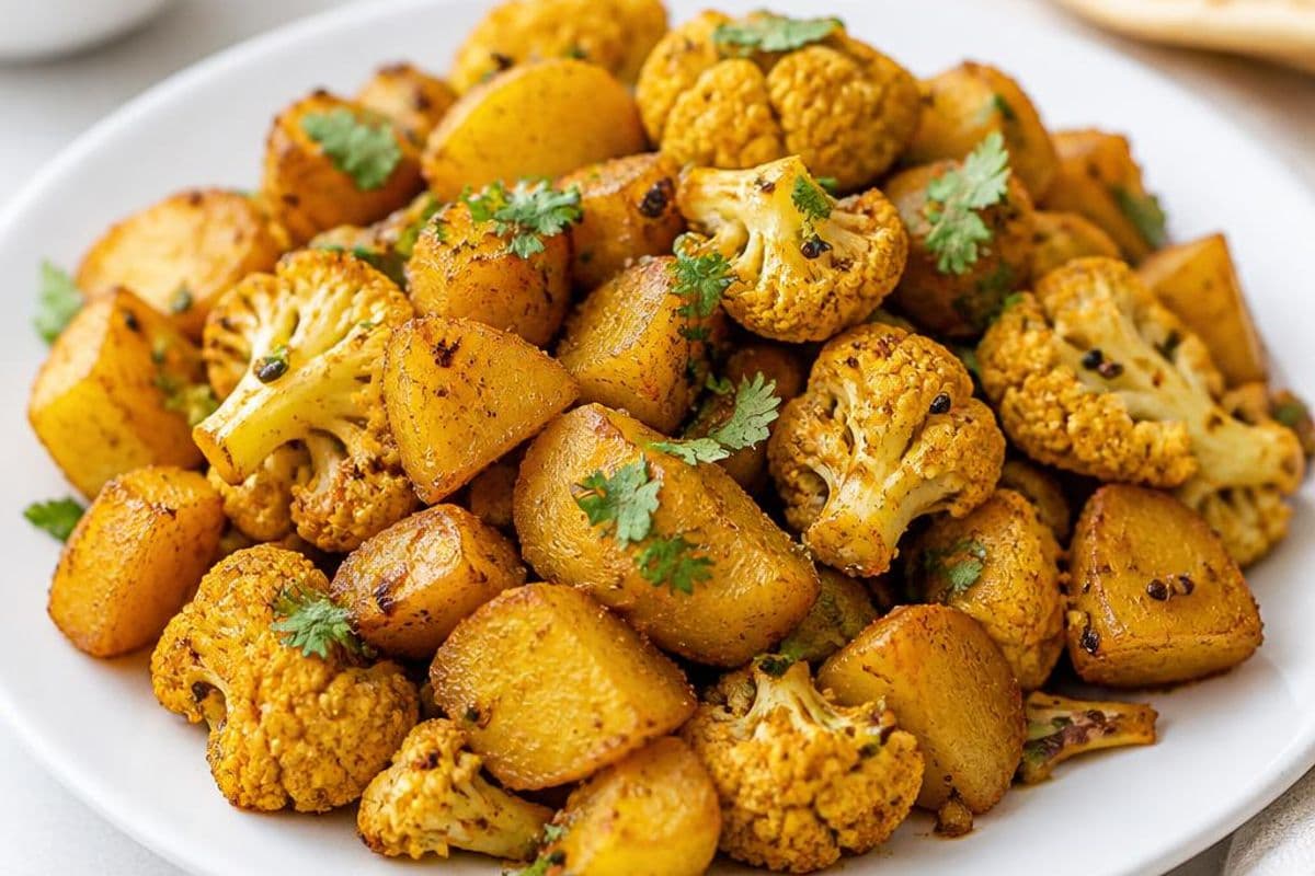 Aloo Gobi (Indian Potato & Cauliflower Dry Curry), freshly prepared