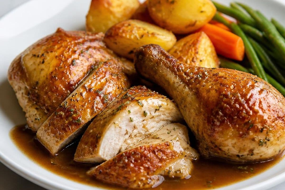 Classic British Sunday Roast Chicken, freshly prepared