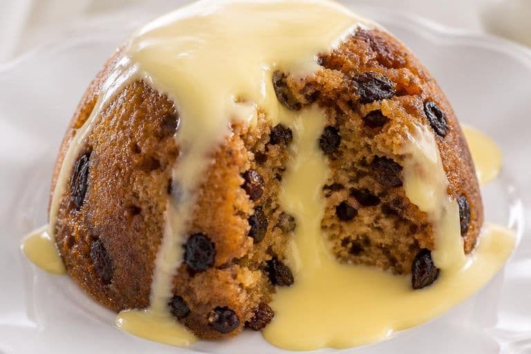 Traditional Spotted Dick (steamed suet pudding)