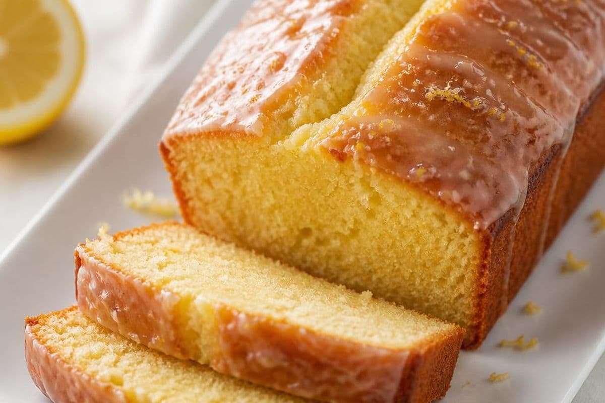 Classic British Lemon Drizzle Cake, freshly prepared