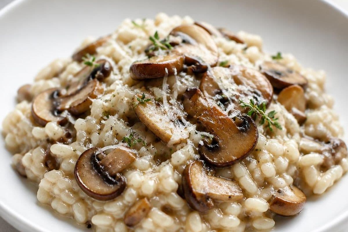 Creamy Mushroom Risotto, freshly prepared