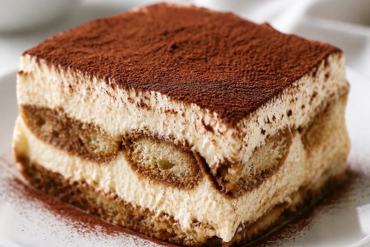 Classic Italian Tiramisu (Cooked Zabaglione Method), freshly prepared