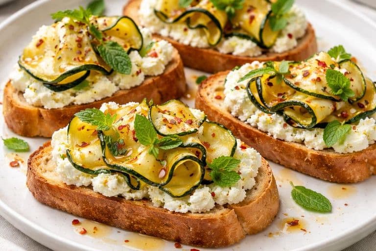 Courgette, lemon ricotta and chilli-honey crostini – featured image