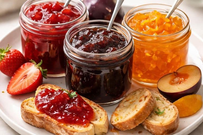 Village Fete Jam Trio: Strawberry Jam, Plum Jam & Seville Orange Marmalade